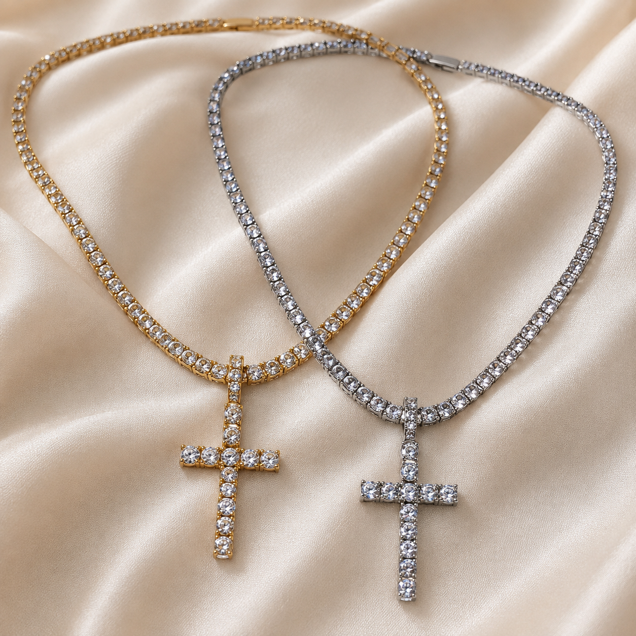 Cross Tennis Chain Necklace