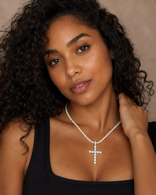 Cross Tennis Chain Necklace