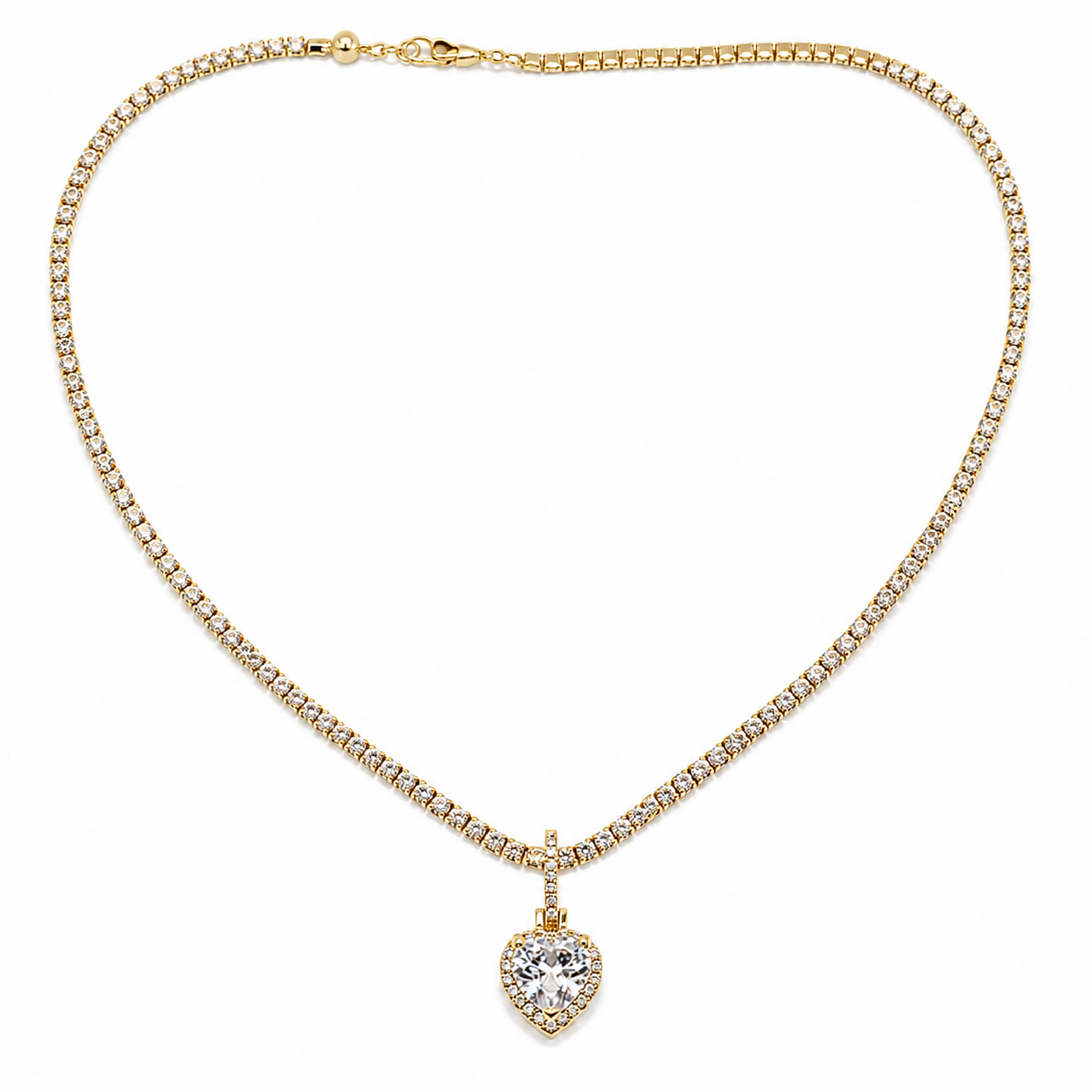 Heart Tennis Necklace (20.5")