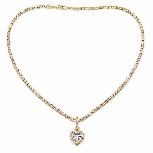 Heart Tennis Necklace (20.5")