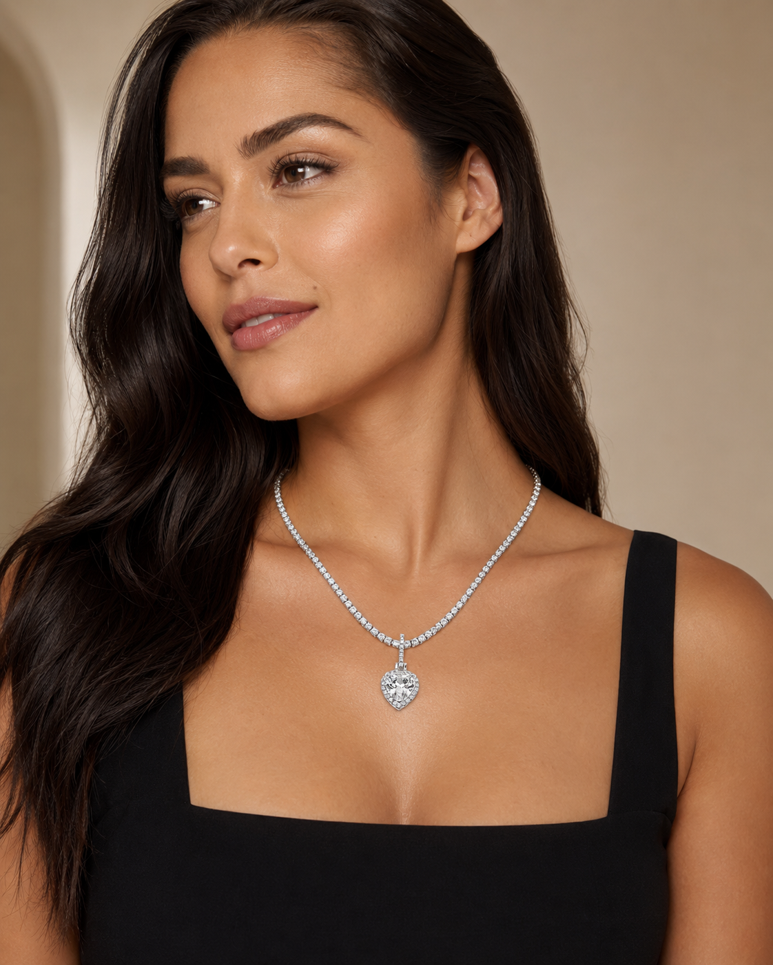 Heart Tennis Necklace (20.5")