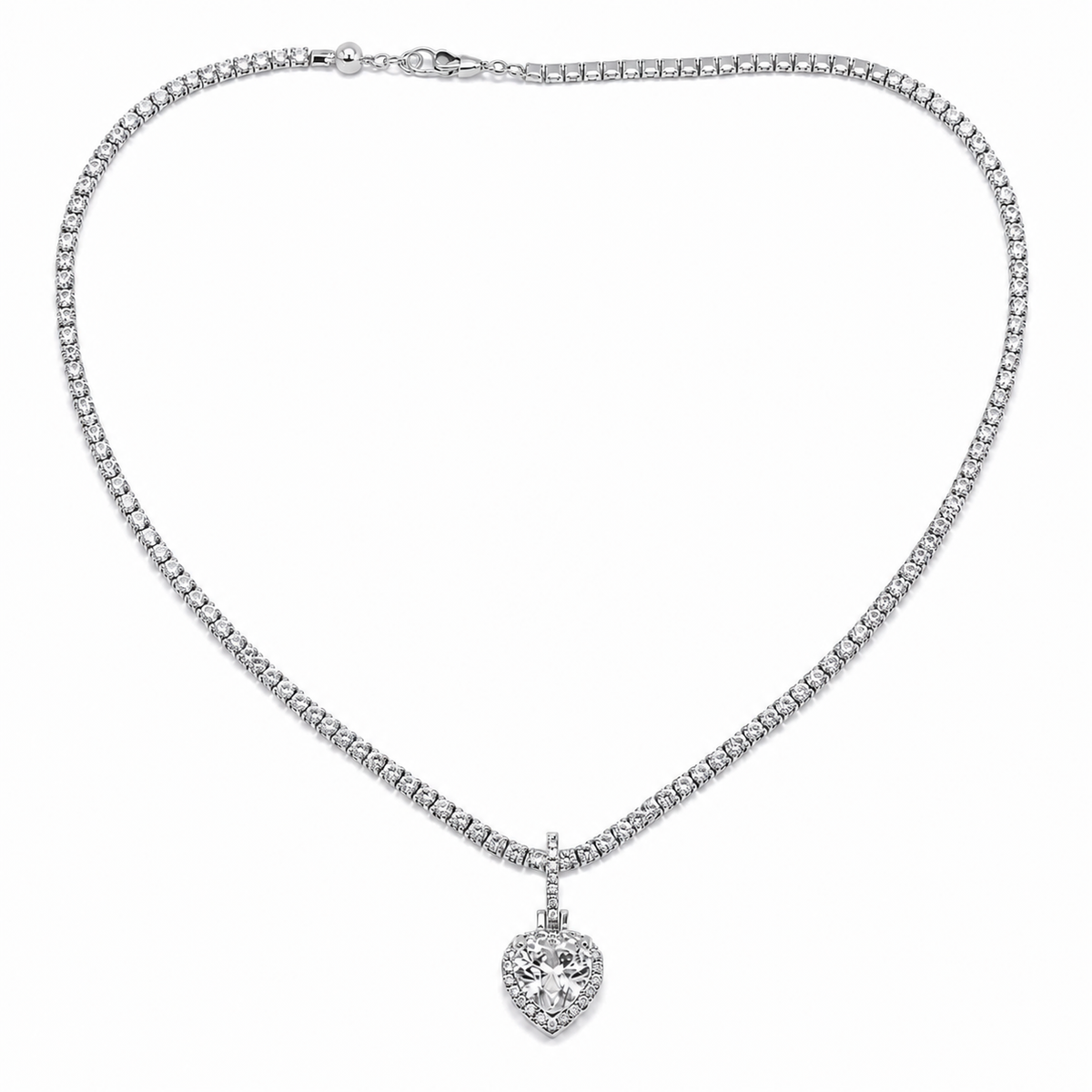 Heart Tennis Necklace (20.5")