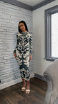 Backless Long Sleeve Camouflage Dress