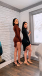 One Shoulder Long Sleeve Bodycon Dress with Side Slit