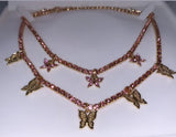 Pink & Gold Butterfly Tennis Choker