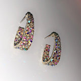 Rainbow Oval Hoop Earrings