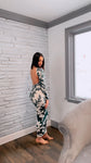 Backless Long Sleeve Camouflage Dress