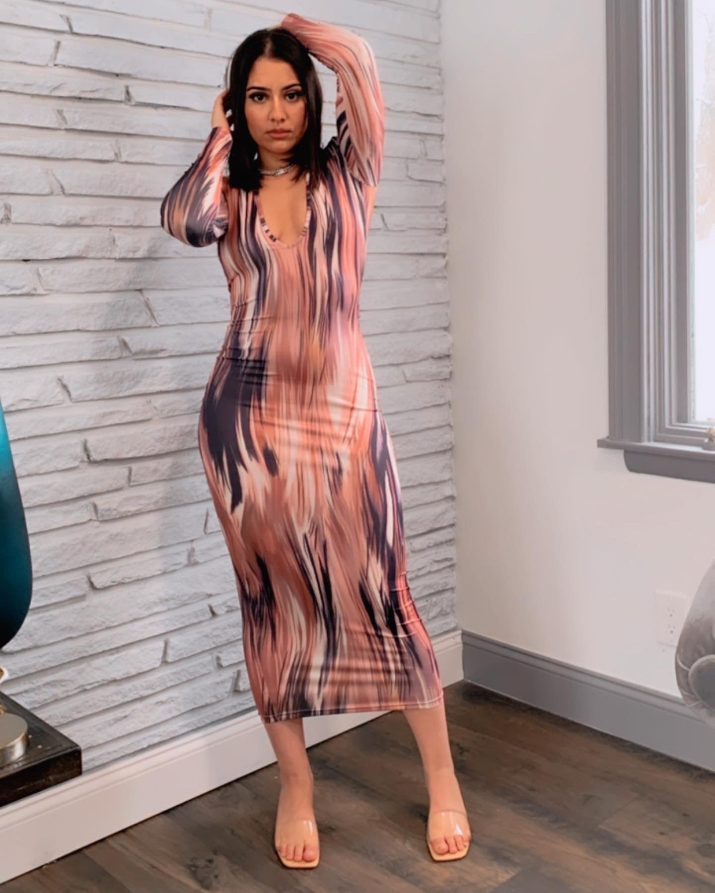 Tie Dye Print Midi Dress
