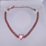 Pink Heart Cuban Link Choker