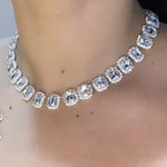 alt="Crystal Rhinestone Necklace in Silver Copper Necklace" 