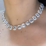 alt="Crystal Rhinestone Necklace in Silver Copper Necklace" 