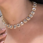 alt="Crystal Rhinestone Necklace in Gold Copper Necklace"