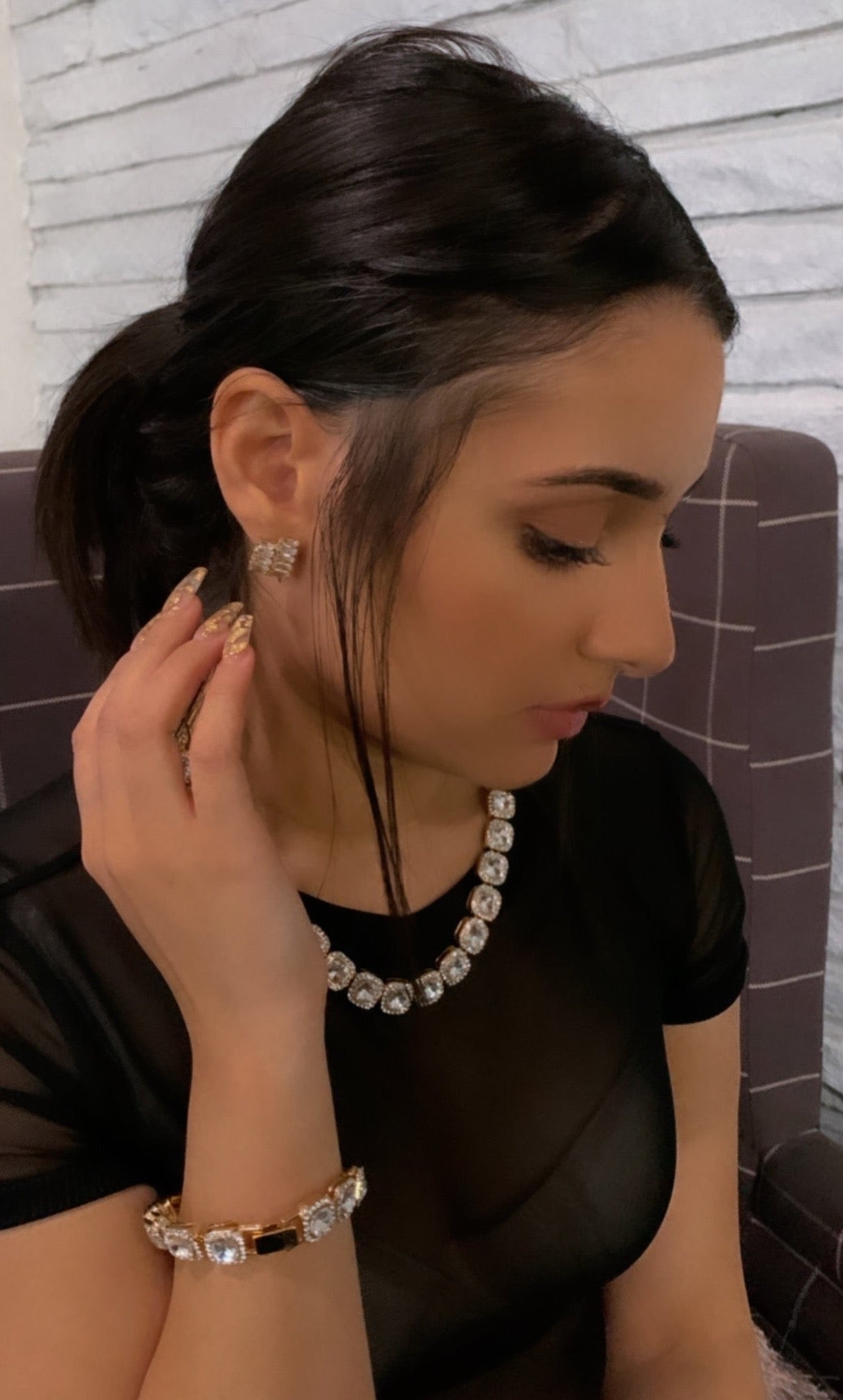 Clustered Tennis Necklace & Bracelet Set