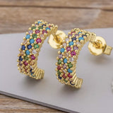 Rainbow Polka Dot Hoop Earrings