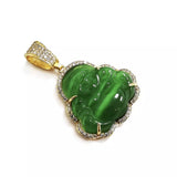 alt="Green Buddha Pendant in Gold"