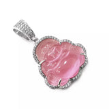 alt="Pink Buddha Pendant in Silver"