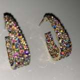 Rainbow Oval Hoop Earrings